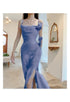Women Spaghetti Strap Side Slit Satin Dresses